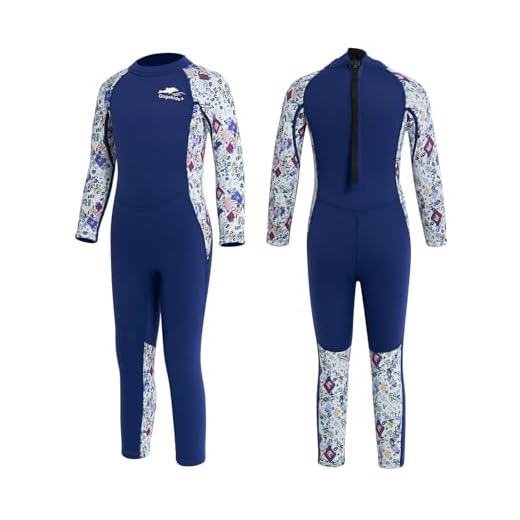Gogokids Kinder Neoprenanzug - Mädchen Neopren Badeanzug Lang Ärmel, Rash Guard Einteilige Badebekleidung 2.5mm Taucheranzug Schnorchelanzug UV 50+ Sonnenschutz, XL