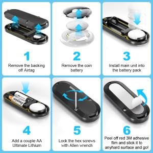 Image of ZORBES Magnetic DIY Tracker Case, Compatible with Airtag, DIY GPS Tracker Housing, Battery Operated, Waterproof Design, Modified AirTag Module Enclosure with Keyring, Double Sided Adhesive Tape