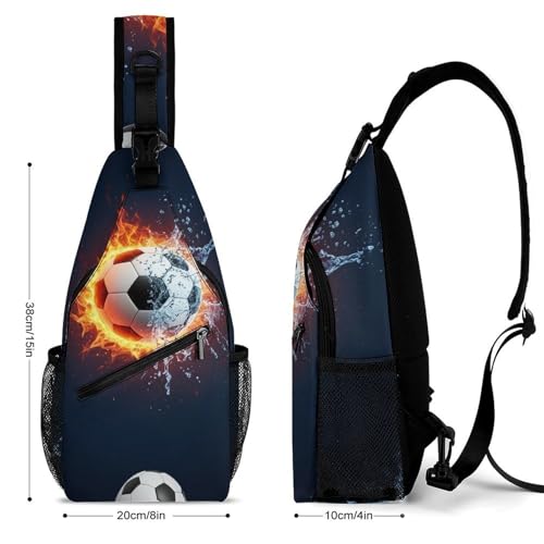 Men's Sling Bag Backpack Packable Chest Crossbody Rucksack, Anti-Theft Waterproof Travel Daypack, Water Fire Soccer Football Bags2