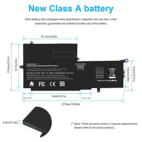 Image of PK03XL Laptop Replacement 789116-005 788237-2C3 Battery for HP Spectre X360 13-4003DX 13-4002DX 13-4103DX 13-4101DX 13-4102DX 13-4116DX 13-4193DX 13T-4000 13-4005DX for Envy X360 13-Y0XX 13-Y023CL