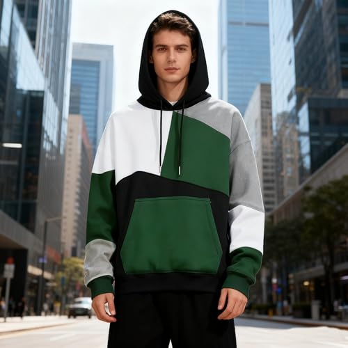 Sweat à capuche homme léger patchwork : restez au chaud avec style tout l'hiver