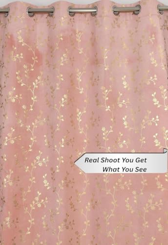 Image of Velvet Room Darkening Window Curtain 5 Feet, Golden Foil Print