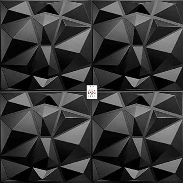 Paneles 3D 3D de PVC, paneles de pared de PVC, 12 unidades, para sala de juegos, techo de pared, aspecto 3D, diamante negro, placas 3D