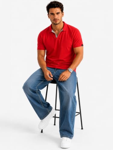 Image of Status Quo Men's Polo T-Shirt | Rich Cotton Blend | Slim Fit | All Day Comfort | Contrast Inner Placket | Polo Collar