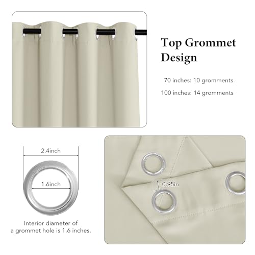 Image of RYB HOME Privacy Room Divider Curtain, Thermal Insulated&Room Darkening Drape for Sliding Glass Doors /Living Room /Bedroom, Extra Wide Window Treatment, Beige, W100 x L95, 1 Panel