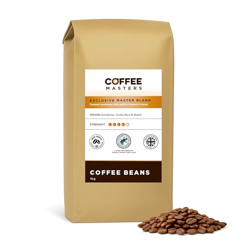 Coffee Masters Coffee Beans 1kg Exclusive Master Blend - 100% Arabica, Medium Dark Roasted Whole Bean Ideal for Espresso Machines