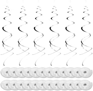 Doryum Party Swirl Decorations, 30 Pack Silver Party Hanging Swirls Foil Swirl Decorations, Ceiling Hanging Swirls Streamers Party Supplies for Party Wedding Graduation Baby Shower Decorations