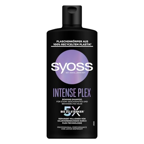 Syoss Champú Intense Plex (440 ml), champú para cabellos muy dañados y tratados, repara millones de articulaciones dañadas y fortalecedoras, con tecnología Plex