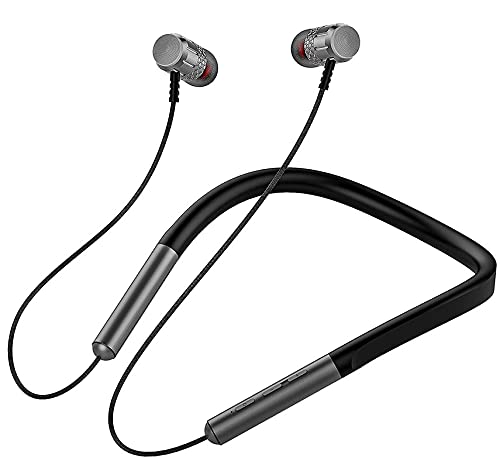 Neckband in Ear Wireless Earphones with Mic, 18 Hours Playtime,IPX5 Sweatproof Headphones, Latest Bluetooth 5.0 & Flexible Headset with in-Built Microphone (Black)-image-46