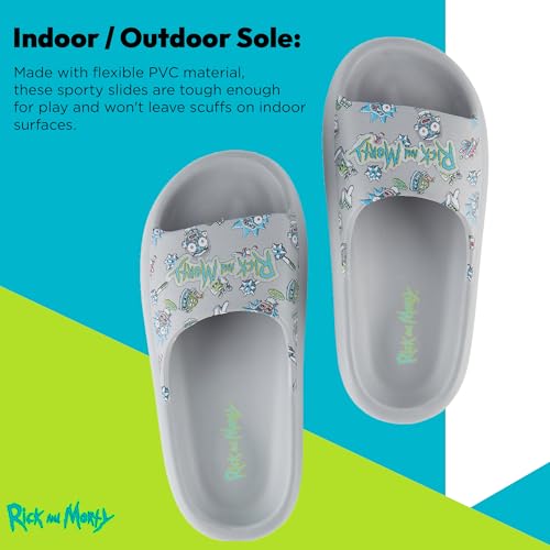 Image of RICK AND MORTY Mens Comfort Slides - Officially licensed Cushion Slides - Rick Sanchez and Morty Smith