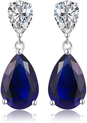 Diamond Treats 925 Sterling Silver Pear Drop Earrings with Sparkling Coloured and White Cubic Zirconia, Elegant Silver Dangle Earrings for Women, Sterling Silver Jewellery for Women