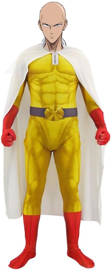 Saitam Cosplay Costume Jumpsuit Bodysuit Overall Outfits Halloween Carnival Role Play Costume for Fans