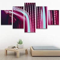 SIGNWIN 5 Panel Canvas Wall Art Abstract Colorful Hallway Industrial Lights Modern Artwork for Home Decorations Ready to Hang - 60
