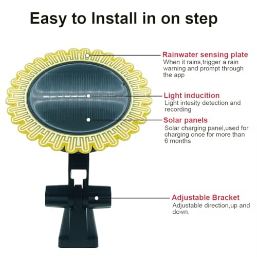 Sensor de lluvia inteligente contra humedades con panel solar exterior pack 2 3