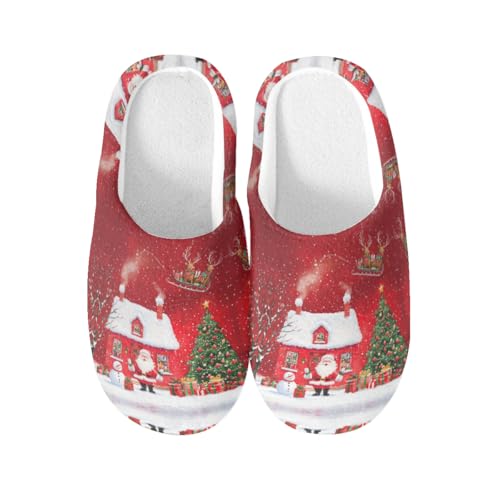 Pantoufles de Père Noël en coton chaud et moelleux pour hiver taille M