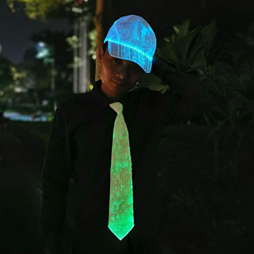 1Clienic Light Up Tie Led Necktie 7 Colors Glow In Dark, Usb Rechargeable Luminous Novelty Necktie Unisex Led Tie For Fathers Day Party Costume Men Women Boys #TOP2