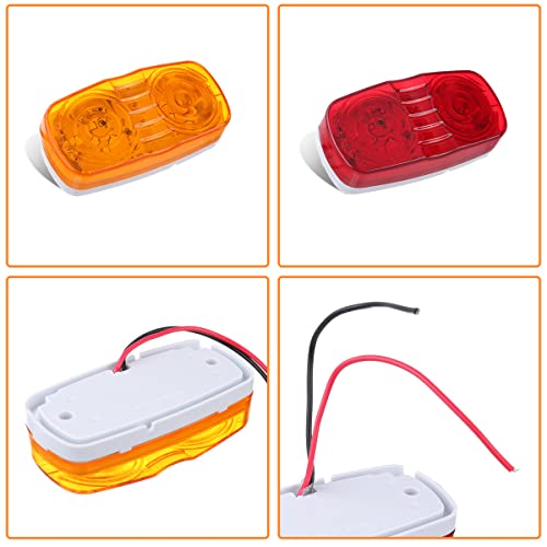 Vinauo Trailer Marker Led Clearance Lights, 14X Double Bullseye 7 Red & 7Amber 12 Led Side Marker Light Indicator 4X2 Inch Tiger Eye Surface Mount Taillights For Vehicles Truck Rv Camper #TOP1