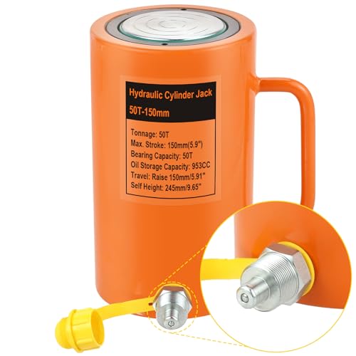 Image of 50T 6In Hydraulic Cylinder Jack, Stroke Hydraulic Lifting Cylinder 150mm, Oil Storage Capacity 953CC, Hydraulic Ram Cylinder Solid for Power, Chemicals, Steel, Bridges, Shipbuilding, Machinery