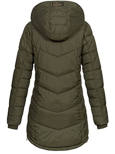 Sublevel Damen Jacke Steppmantel LSL-412 Kurzmantel mit gefütterter Kapuze Mistletoe Green L