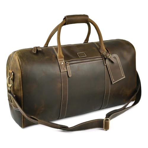 Sac de voyage cuir LEATHER VILLAGE 20 po, 25L, olive