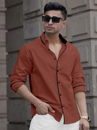 Image of Shirt for Men Casual Shirt,Solid Cotton,Plain Full Sleeve, Regular Fit,Everyday Fashion Wear