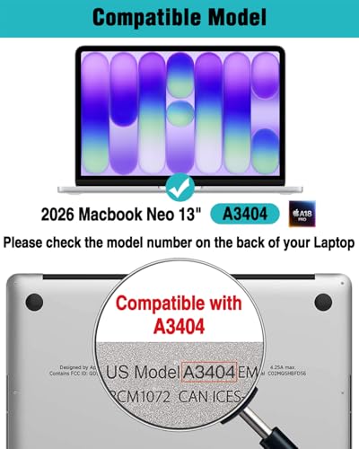 Image of Saco Magnetic Glossy Screen Protector Compatible with 2026 MacBook Neo 13 Inch A3404 (A18 Pro Chip) Laptop, Bubble-Free Install, Removable & Reusable HD Clear Display Guard