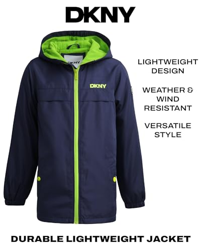 Image of DKNY Boys Fleece Jacket - Water and Wind Resistant Polar Fleece Lined Boys Windbreaker Jacket - Cozy Outerwear Kids Jackets