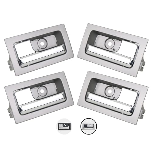 TQPONLY 2 Pair Interior Door Handle Driver&Passenger Side,Compatible with 2009-2014 Ford F150 Front and Rear,Inner Handle Inside Door Lever (Gray Housing+Chrome Lever)