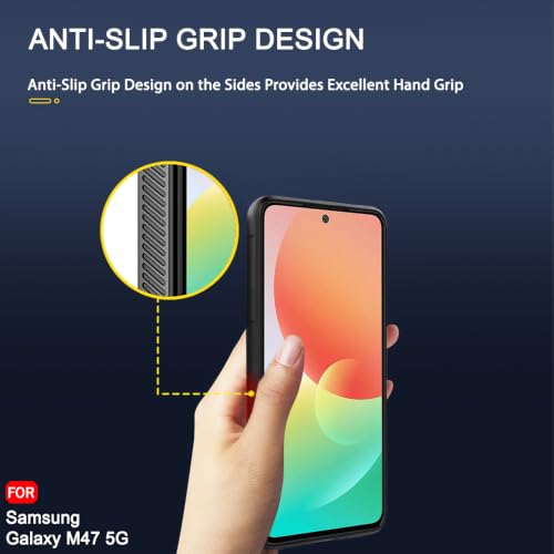Image of TheGiftKart Liquid Silicon Back Cover Case for Samsung Galaxy M47 5G | Shockproof Military Grade Protection | Micro-Fibre Cloth On Inner Side | Anti-Slip Grip Back Cover Samsung M47 5G (TPU, Black)