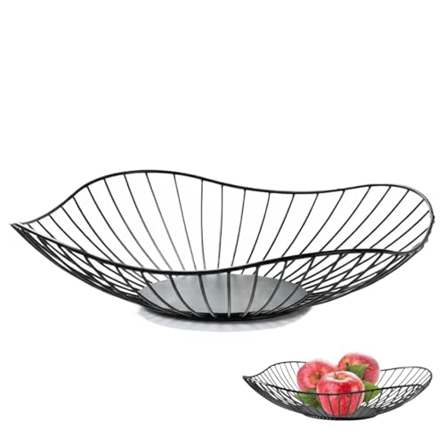 Siocok Black Wire Fruit Basket Fruit Bowl, Iron Arts Fruit Storage Baskets for Kitchen Counter, for Home Decor, Table Centerpiece Decorative Hold Vegetables, Bread, Snacks, Potpourris (A)