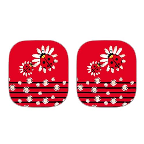 Image of Funny Ladybug Windshield Sun Shade Foldable 2-Piece Car Sunshades Car Interior Accessories Sun Protection for SUV Truck Van Sedans Auto Interior Protector 28.5 x 25.5 inches
