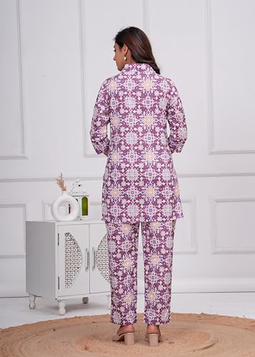 Image of Nevisha Style Printed Cotton Co-ord Set For Women's | Kurta With Pant Set For Women's | Cotton Co-ord Set For Women's