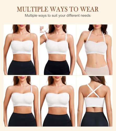 Image of Strapless Bra for Women Seamless Bandeau Bra Wireless Push Up Bralette | Non-Slip Bust Padded Removable Adjustable Straps Suitable for all Clothing