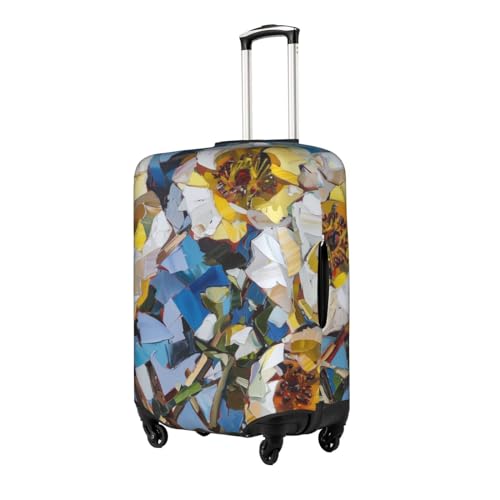 yellow and white flower Elastic Travel Luggage Cover Travel Suitcase Protective Cover2