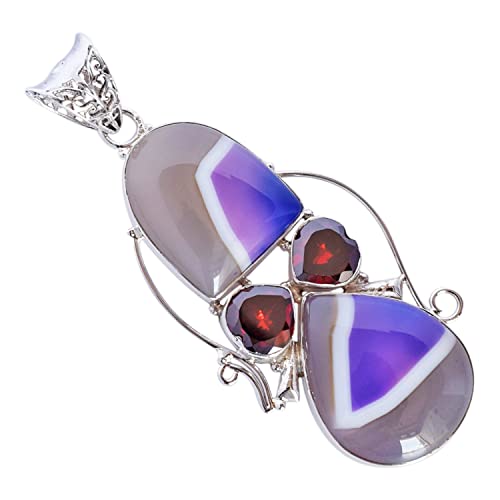 Collier agate violette pendentif quartz argent pour look élégant