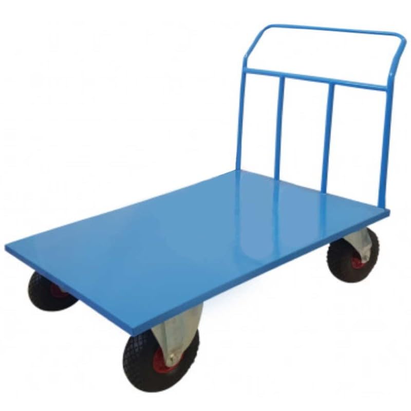 Carrello pianale singola sponda portapacchi cm.120x80xh.90 a 4 ruote pneumatiche kg.500 trasporto cartoni in magazzini 16FSP-2