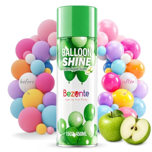 Image of Bezente Green Apple Scent Balloon Shine Spray 15oz High-Gloss for Parties