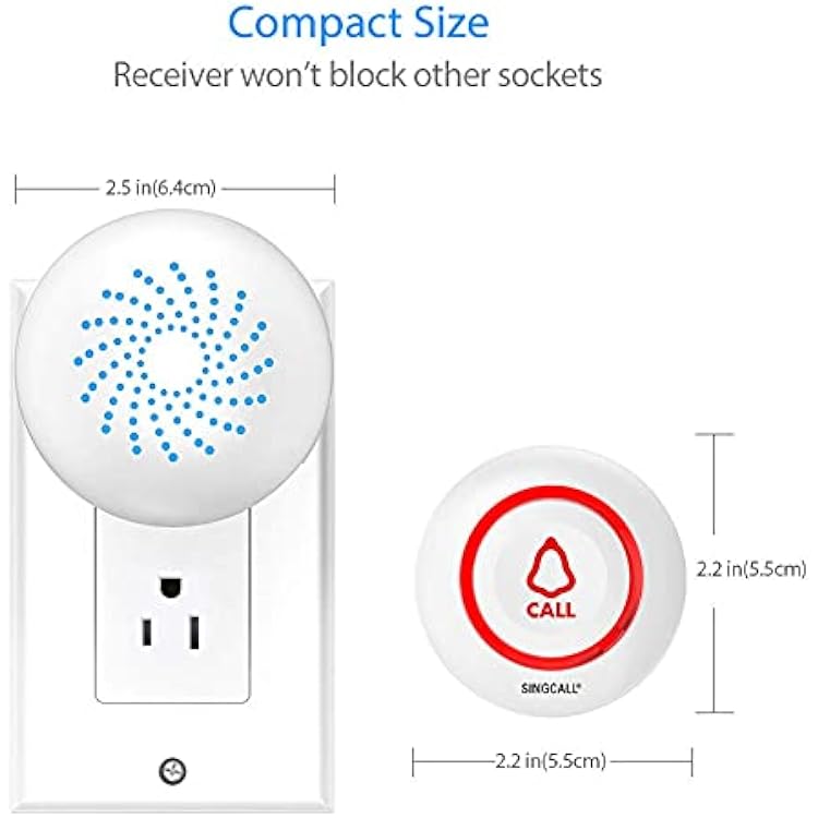 SINGCALL Caregiver Pagers Wireless Call Button System Nurse Calling Alert Help System for Elderly Senior Patient Personal Home 3 Receiver + 3 SOS Transmitters