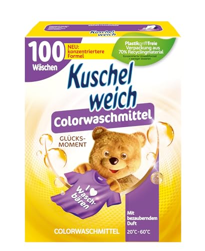 Kuschelweich Detergente de color en polvo – para 100 lavados de colores, respetuoso con la piel, sin microplásticos, vegano – 5 kg – Momento de la suerte