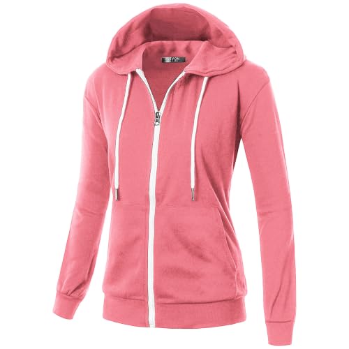 Image of GIVON Basic Lightweight Zip-Up Hoodie Long Sleeve Thin Jacket for Women with Plus Size