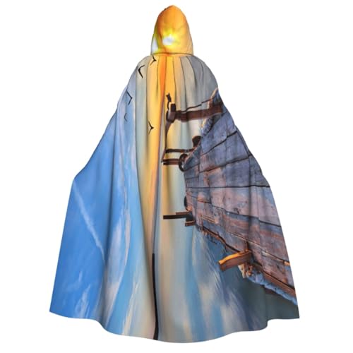 Cape à capuche pour costume de carnaval et cosplay médiéval paysage coucher de soleil