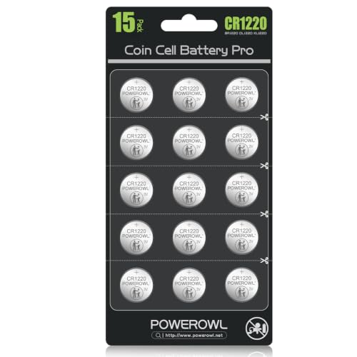 Image of POWEROWL High Capacity CR1220 Battery (15-Pack) 3v Lithium Batteries, 10 Years Leak-Free
