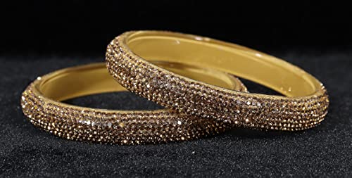 Image of NMII Glass with Zircon Gemstone and Glitter Kada Set For Women and Girls