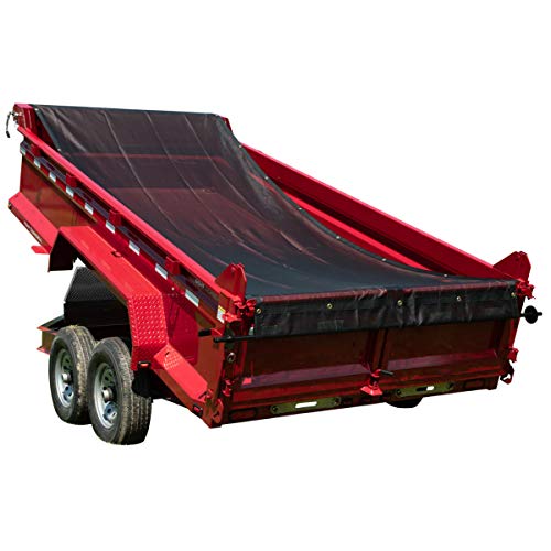 Dump Truck Tarp for Dump Trailer and Truck, Heavy Duty Mesh Tarp Match Tarp System, Tear and Rip Resistant Black Tarp with Grommets - 6'' Pocket and Webbing Ripping Tearing Proof (7’ x 14’)