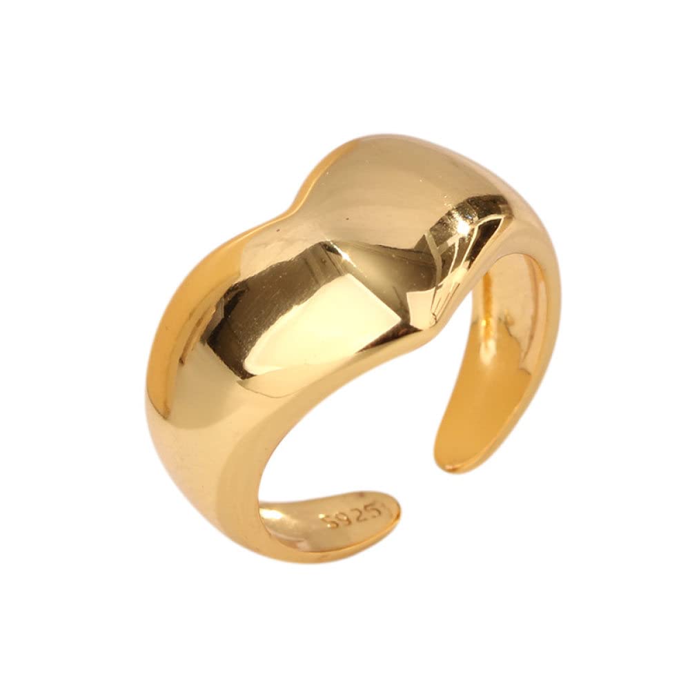 Anello In Argento 925 Da Donna,Anello In Argento Sterling 925 Geometrico Dorato A Forma Di Cuore Anelli Regolabili Minimalisti Con Pietre Preziose Naturali Fascino Energetico Gioielli Da Sposa Regal