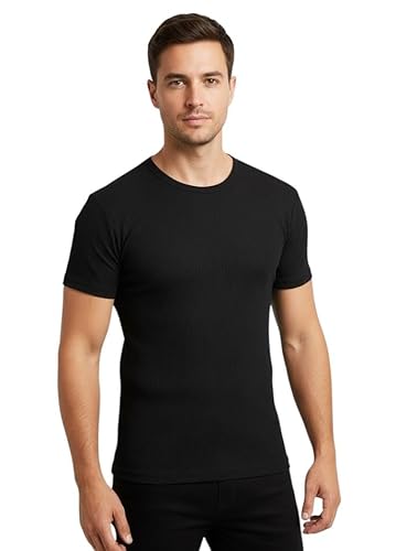 Mens Thermal T Shirt Underwear Vest Brushed Fabric Warm & Cosy (UK, Alpha, L, Regular, Regular, Grey)