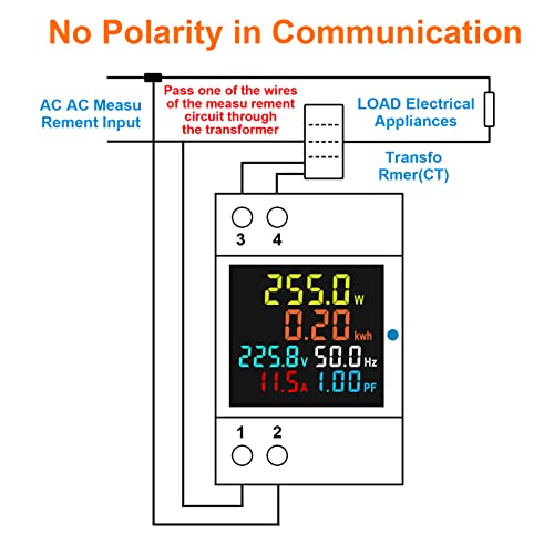 Image of Electricity Single Phase Energy Meter Tester Electricity Usage Monitor AC 110V 40V-300V 100A Ampermeter Power Voltmeter Ammeter Voltage Amps Watt Kwh Frequency Power Factor Multimeter - External CT