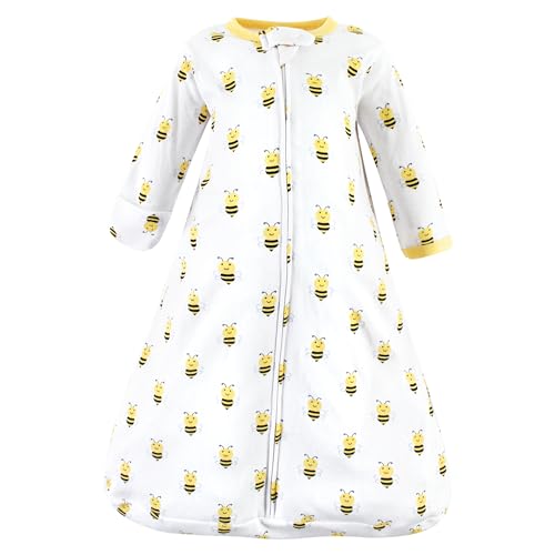 Image of Hudson Baby Unisex Baby Cotton Long-Sleeve Wearable Sleeping Bag, Sack, Blanket, Daisy Bee Long Sleeve, 3-9 Months