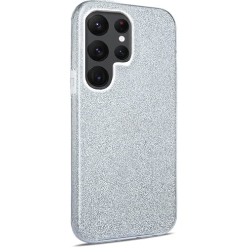 MHtech Funda con purpurina para Samsung S22 Ultra, a prueba de golpes, bonita funda brillante para mujeres y niñas, funda protectora para Samsung S22 Ultra (plata) Cover