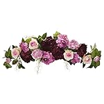 32" Egg Plants Rose/Peony Swags - Floral Wall Decor for Wedding Party, Home Garden, Wedding Arch Decoration, Lavender - Image 2